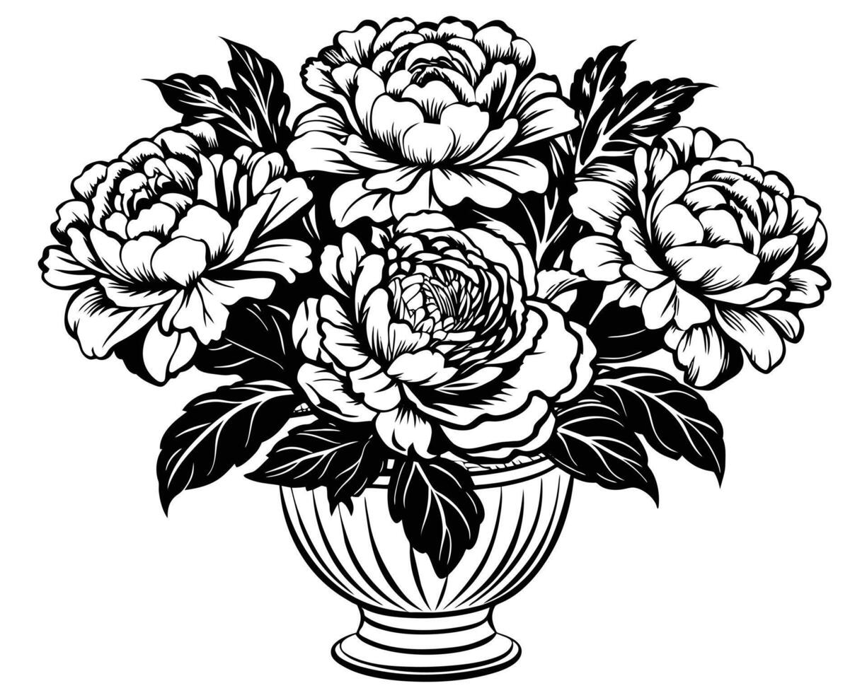 Black and white rose flower vector