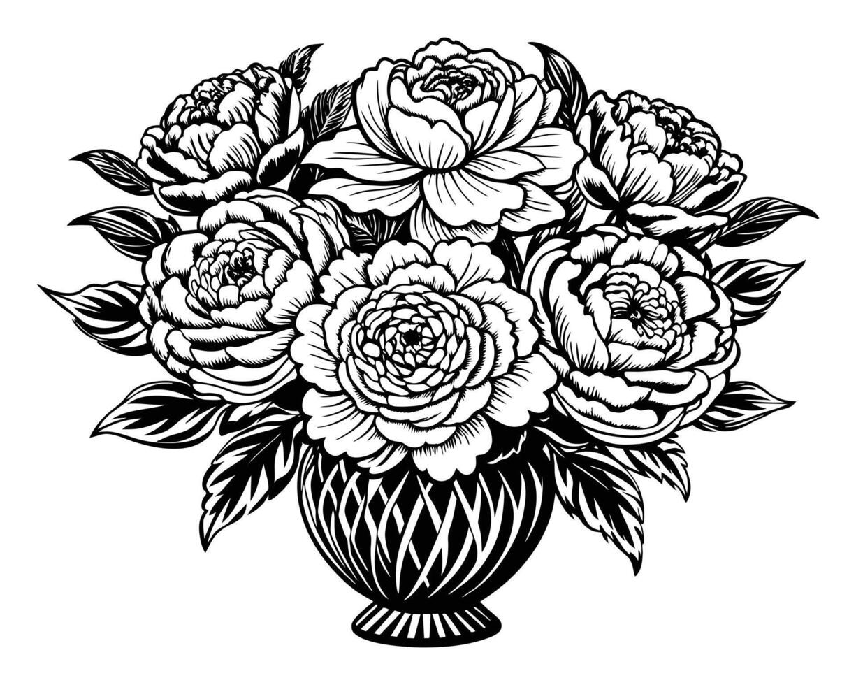 Black and white rose flower vector