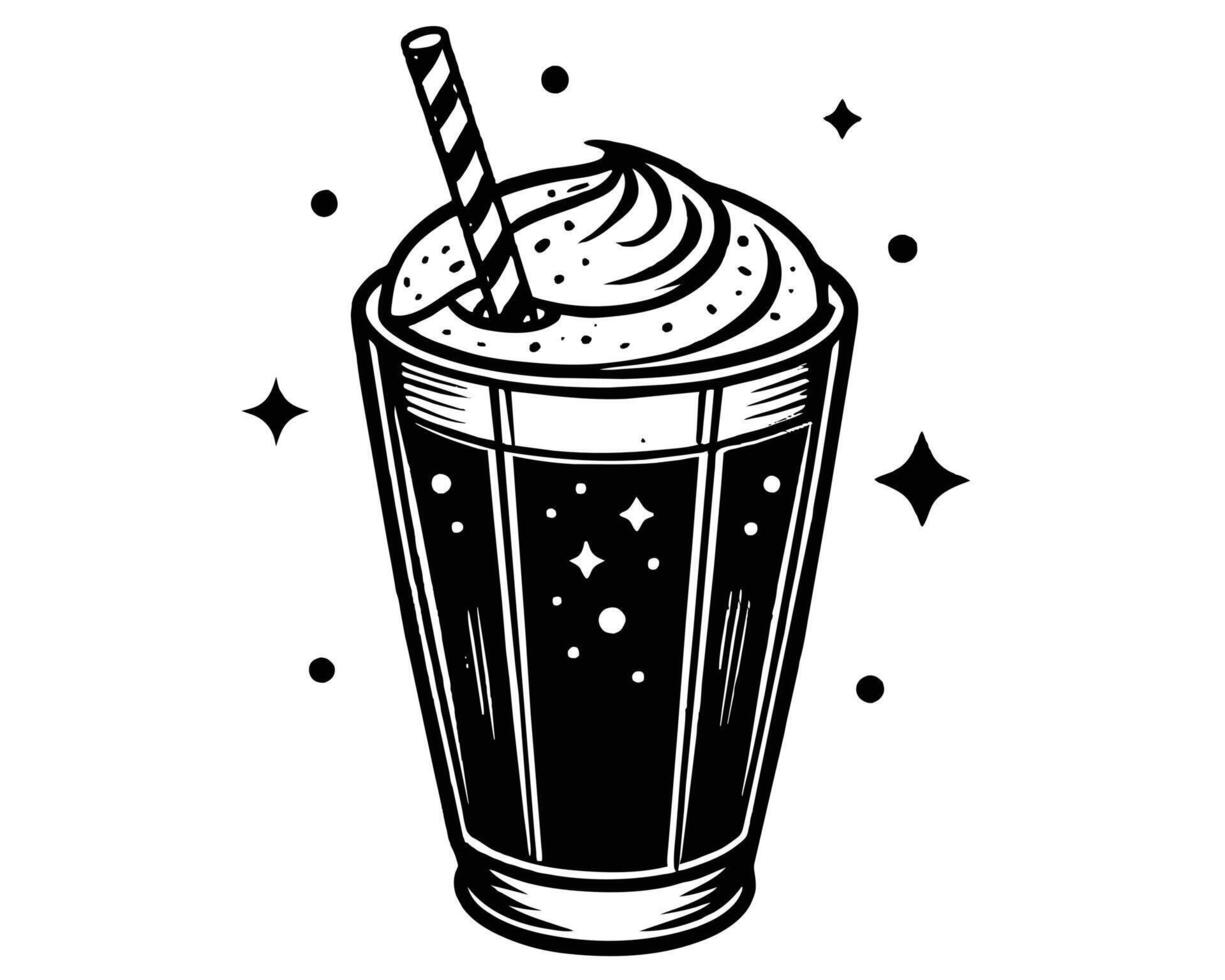 Cream in a cup with straw vector