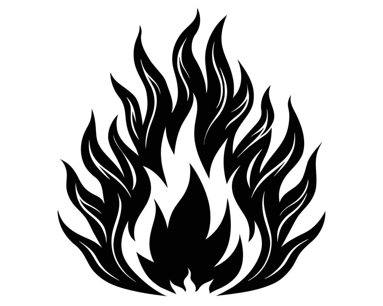 Fire flames Illustration Black and White vector