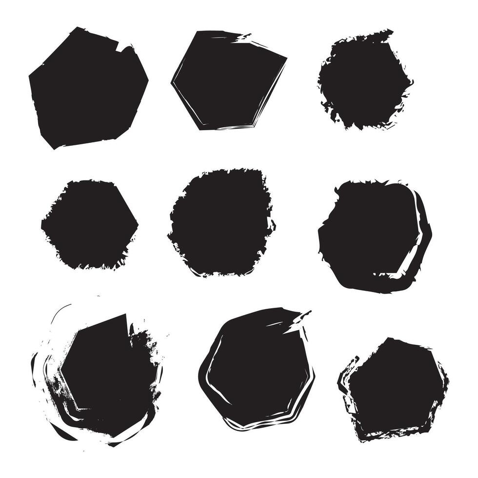Set of paint brush stroke, ink splatter and artistic design elements, Dirty watercolor texture, box, frame, grunge background, Black pen marker shapes vector
