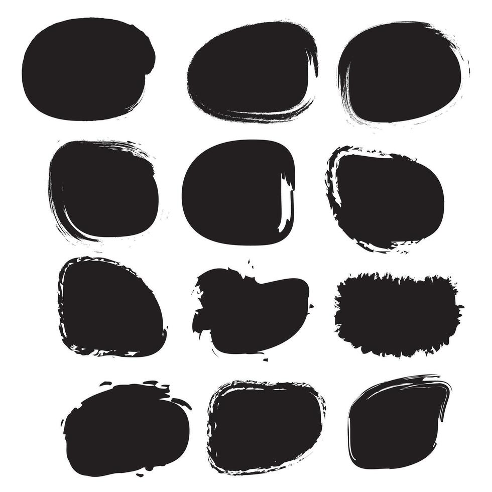 Set of paint brush stroke, ink splatter and artistic design elements, Dirty watercolor texture, box, frame, grunge background, Black pen marker shapes vector