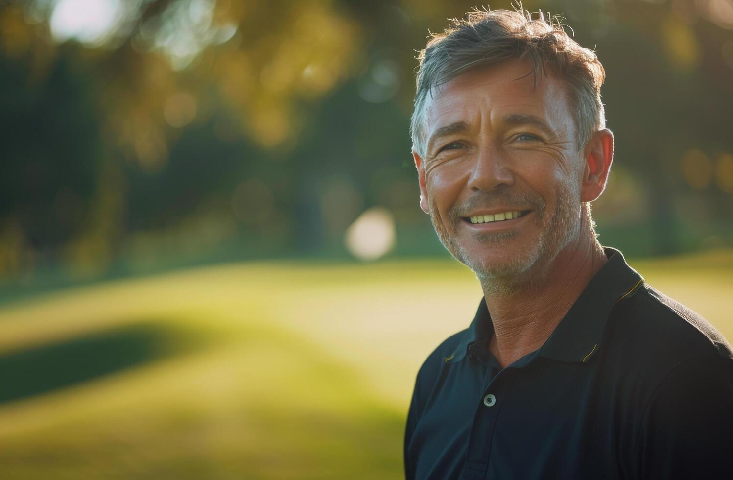 Smiling Man Holding Golf Club photo