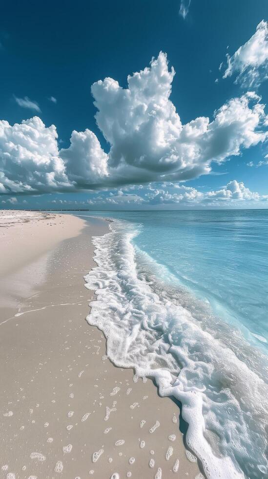 Beach With Waves and Clouds photo