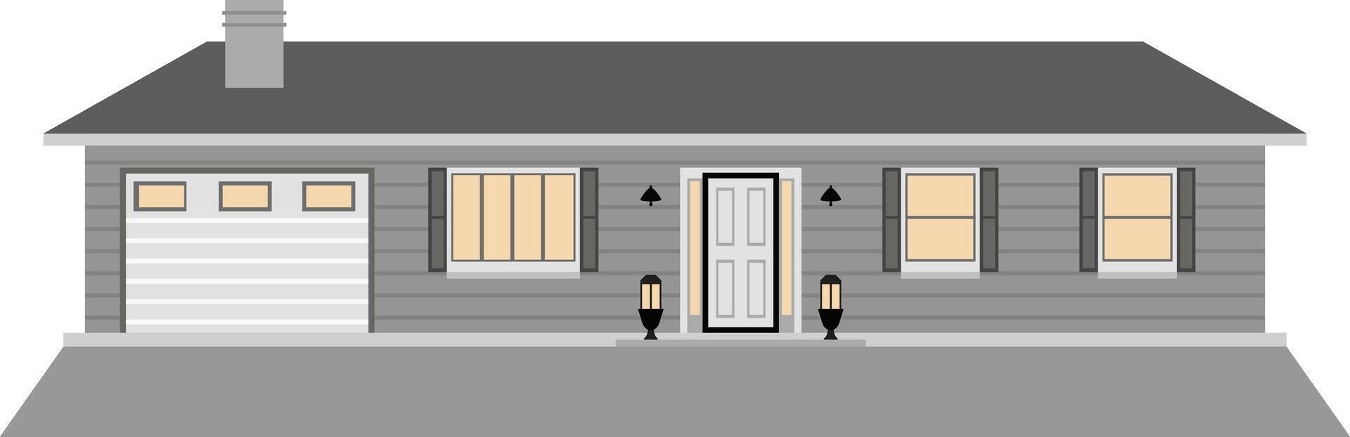 ranch style house illustration vector