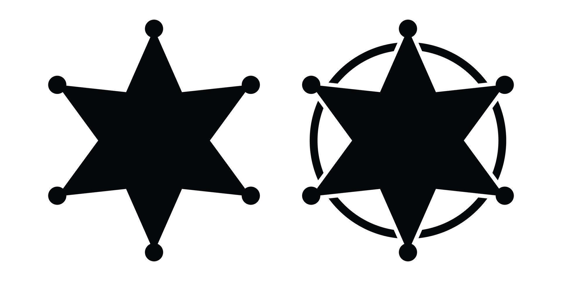 Sheriff star icon set vector