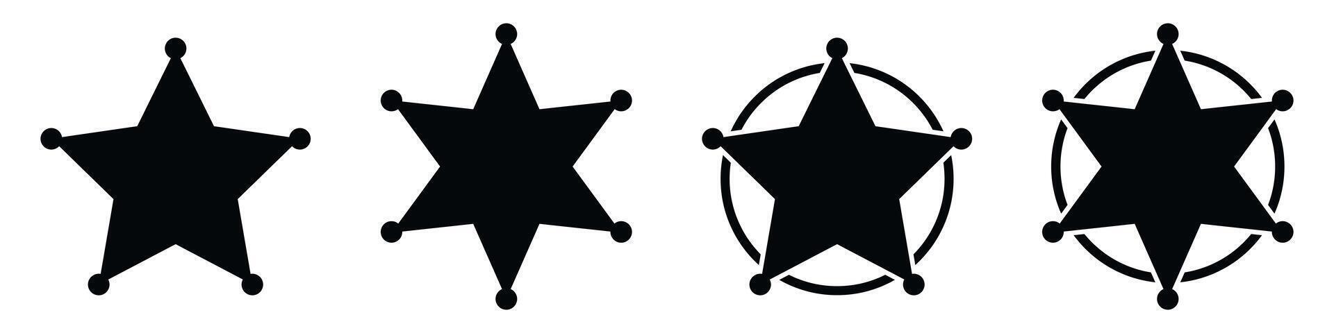 Sheriff star icon set vector