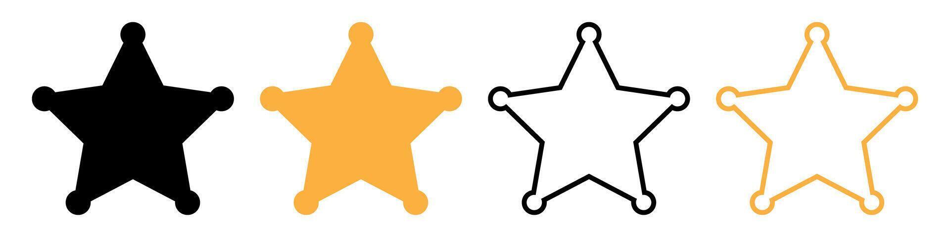 Sheriff star icon set vector