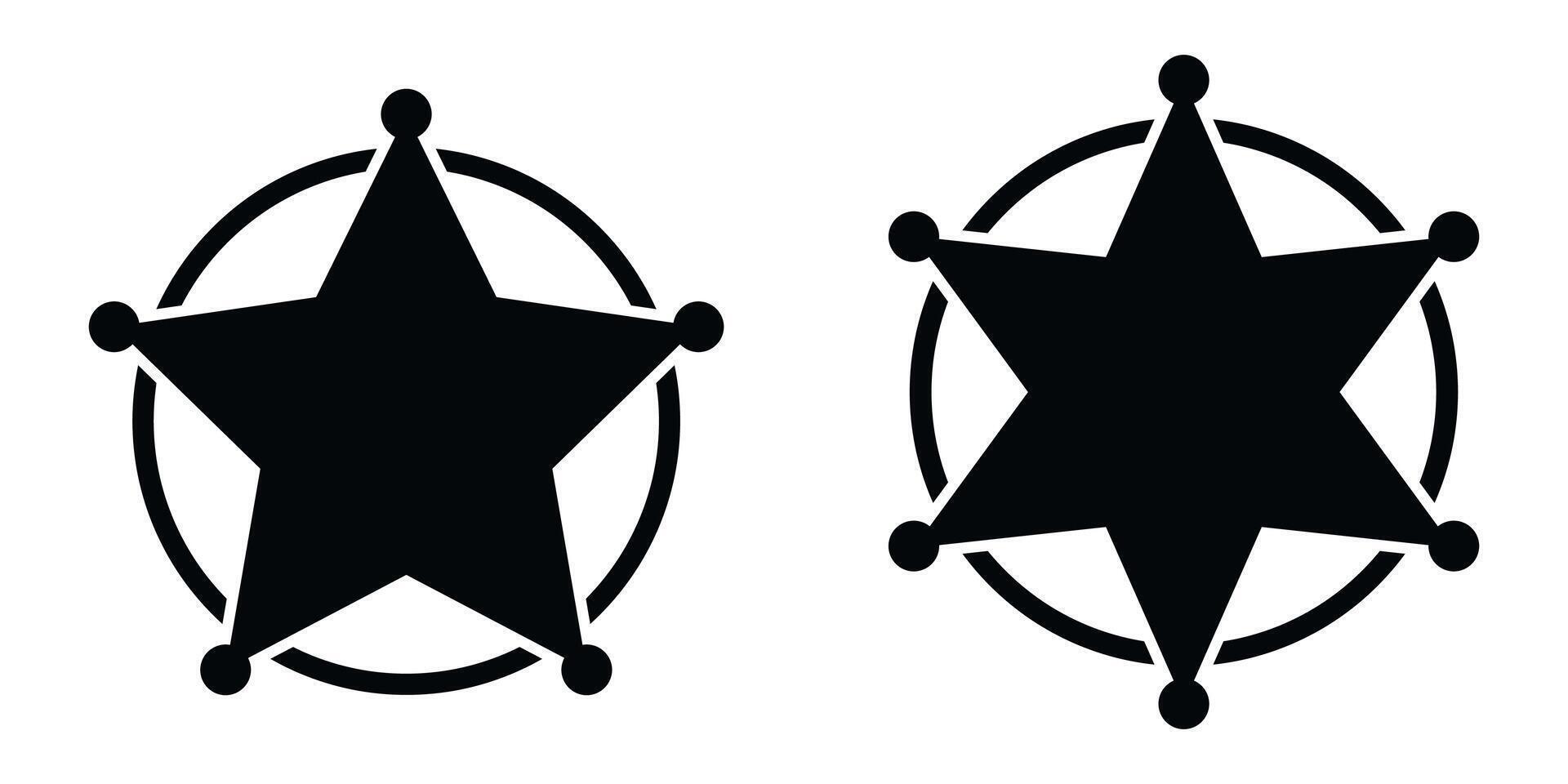 Sheriff star icon set vector