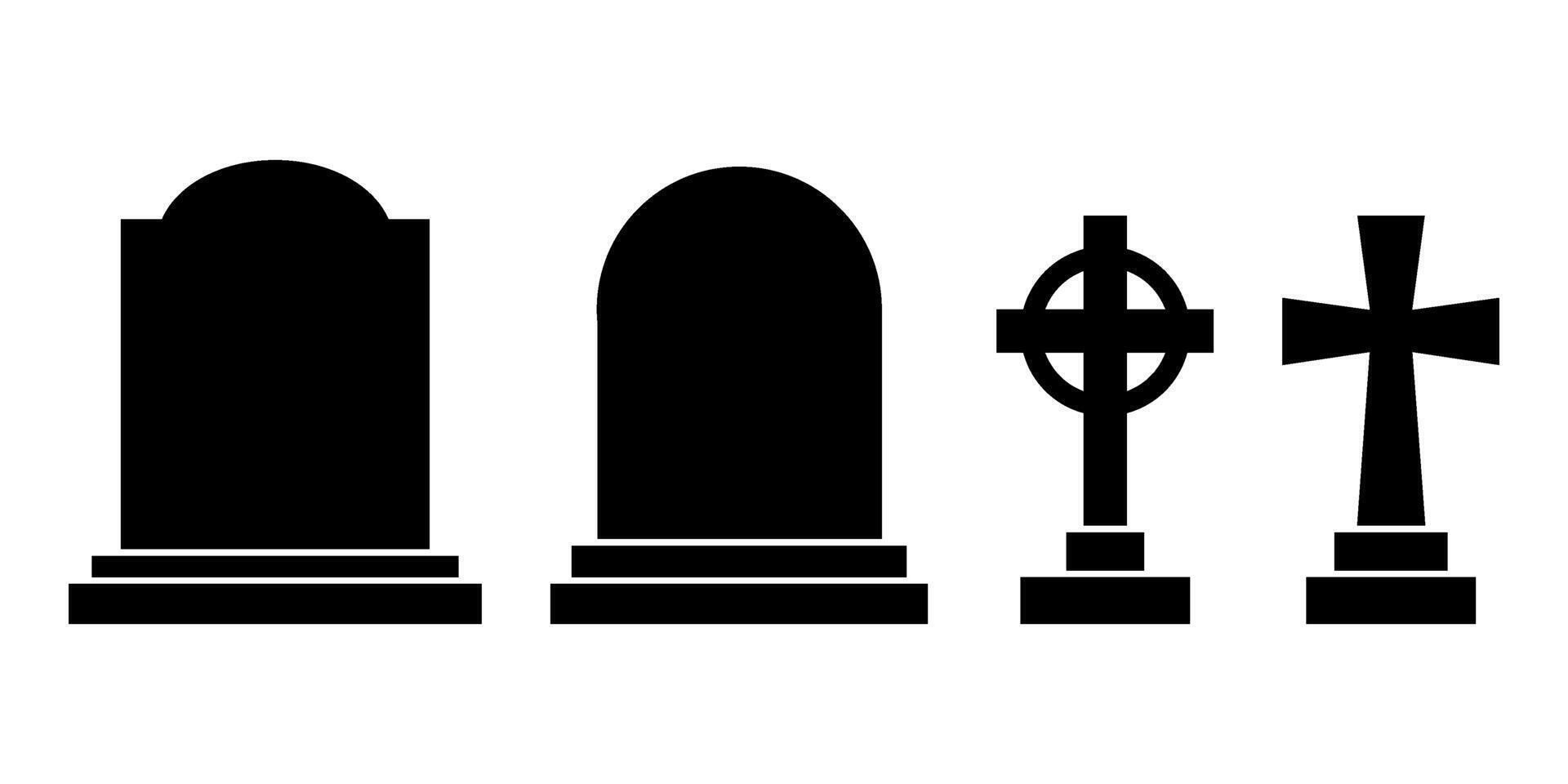 Tombstone silhouette icon symbol set vector