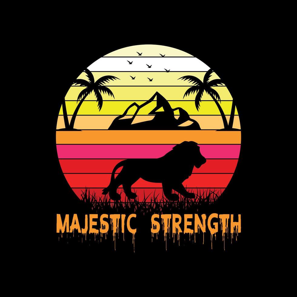 majestic strength funny lion design vector