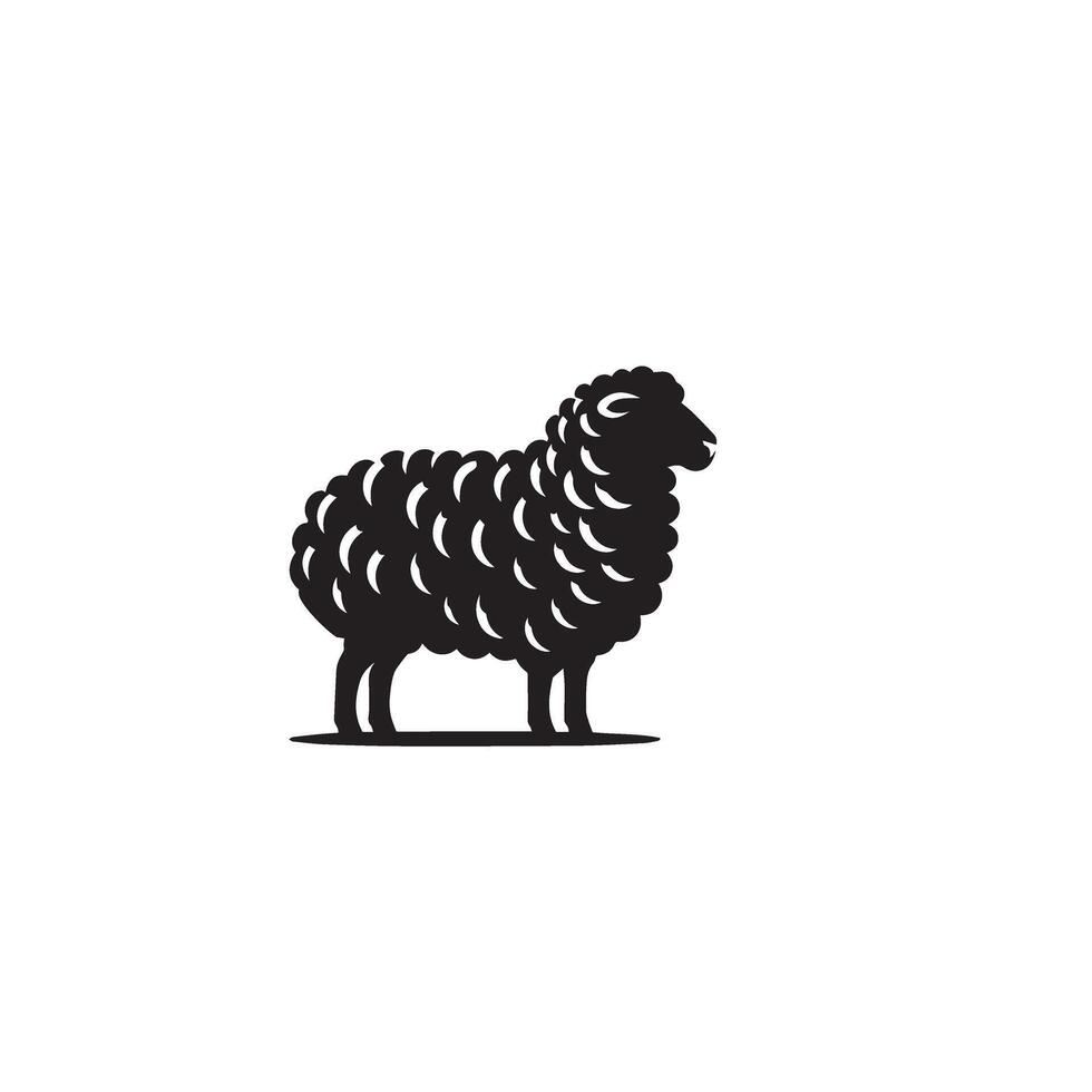 Sheep silhouette on white background. Sheep illustration sheep logo vector