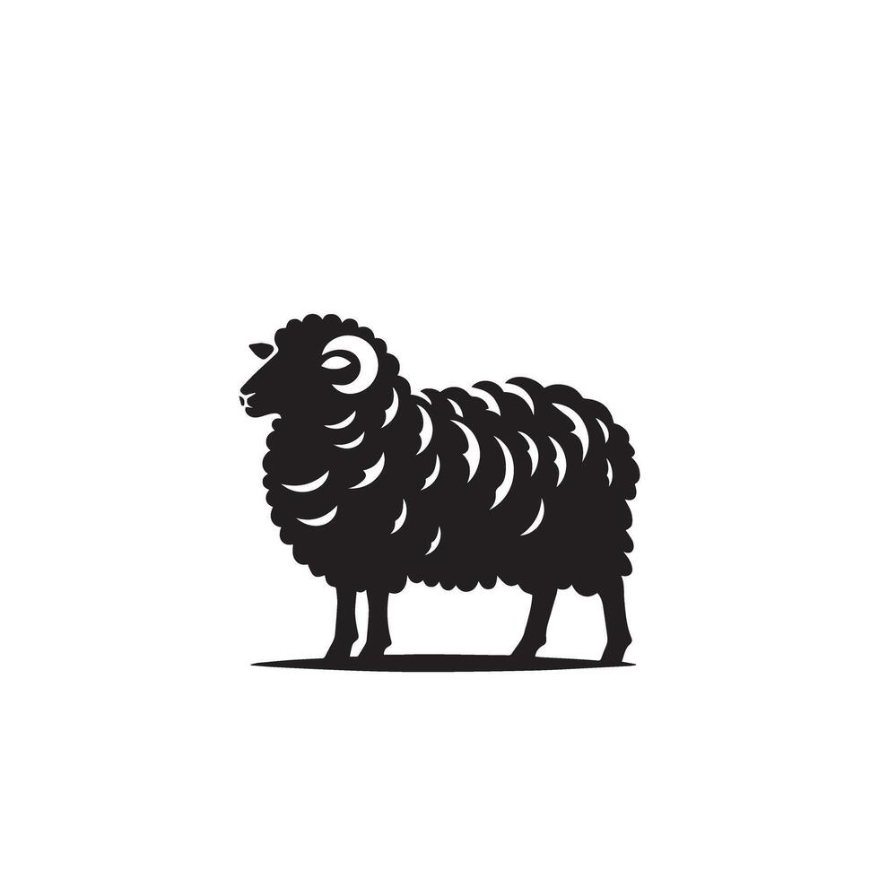 Sheep silhouette on white background. Sheep illustration sheep logo vector