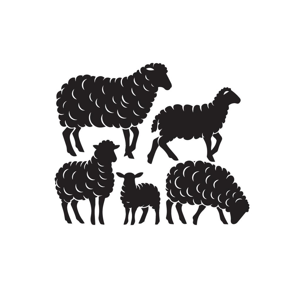 Sheep silhouette on white background. Sheep illustration sheep logo vector