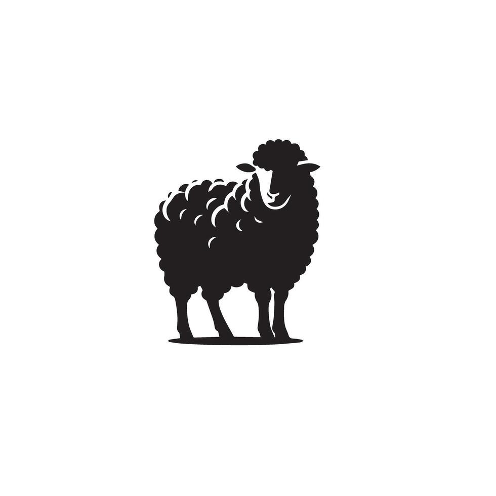 Sheep silhouette on white background. Sheep illustration sheep logo vector