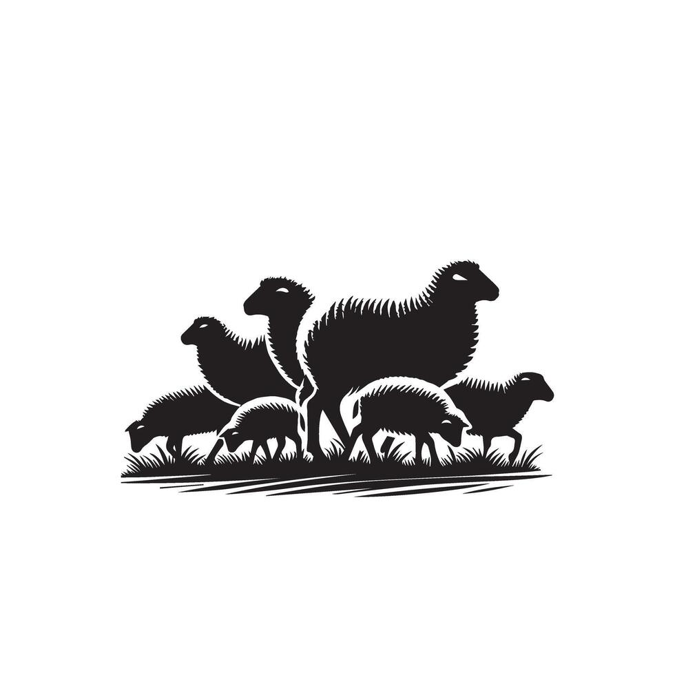 Sheep silhouette on white background. Sheep illustration sheep logo vector