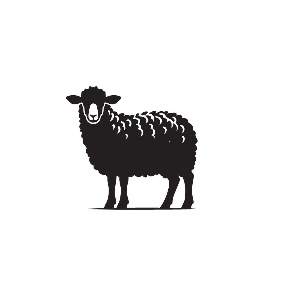 Sheep silhouette on white background. Sheep illustration sheep logo vector