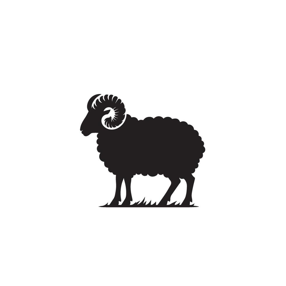 Sheep silhouette on white background. Sheep illustration sheep logo vector