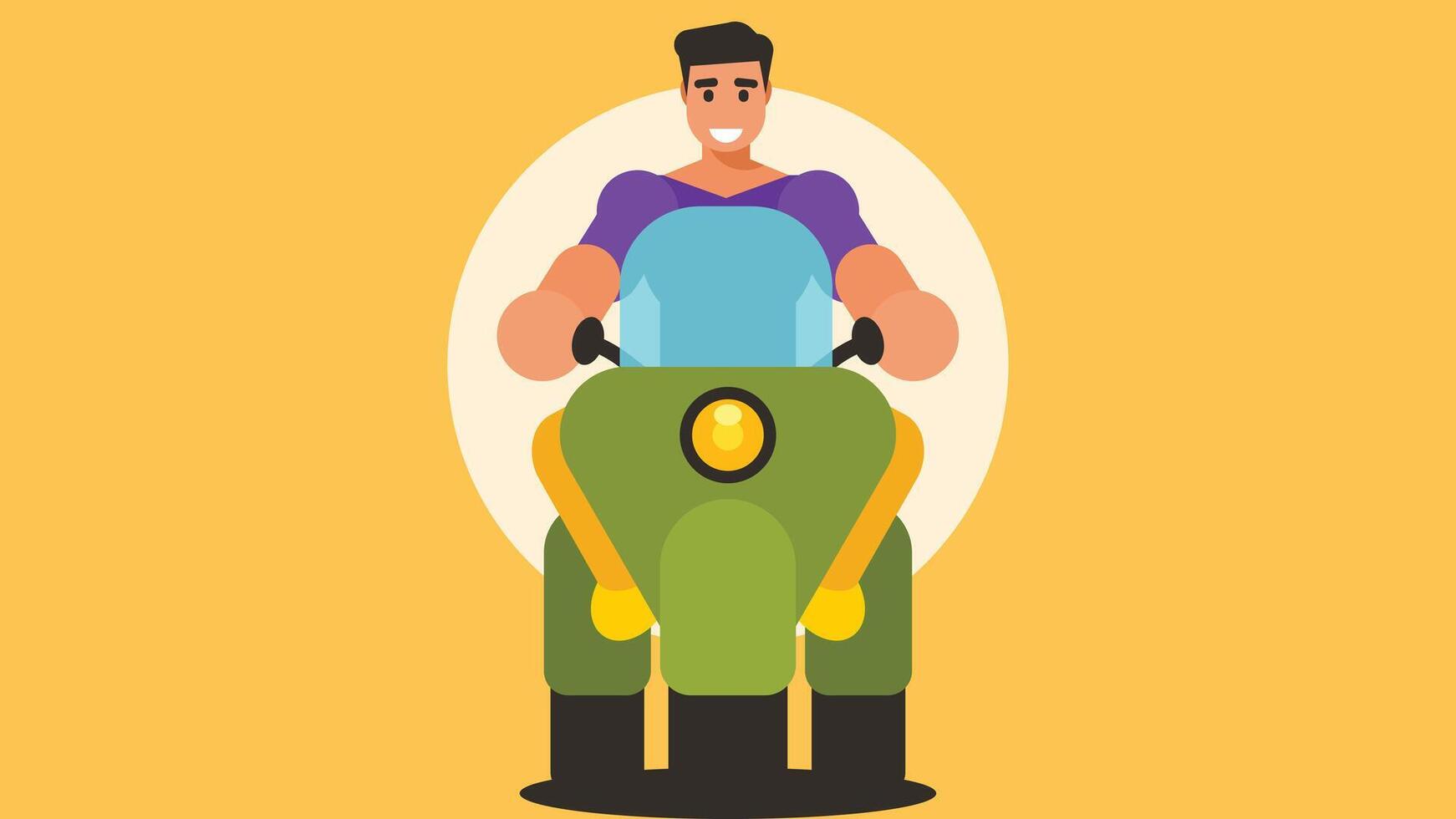 man driving a motorcycle isolated illustration vector