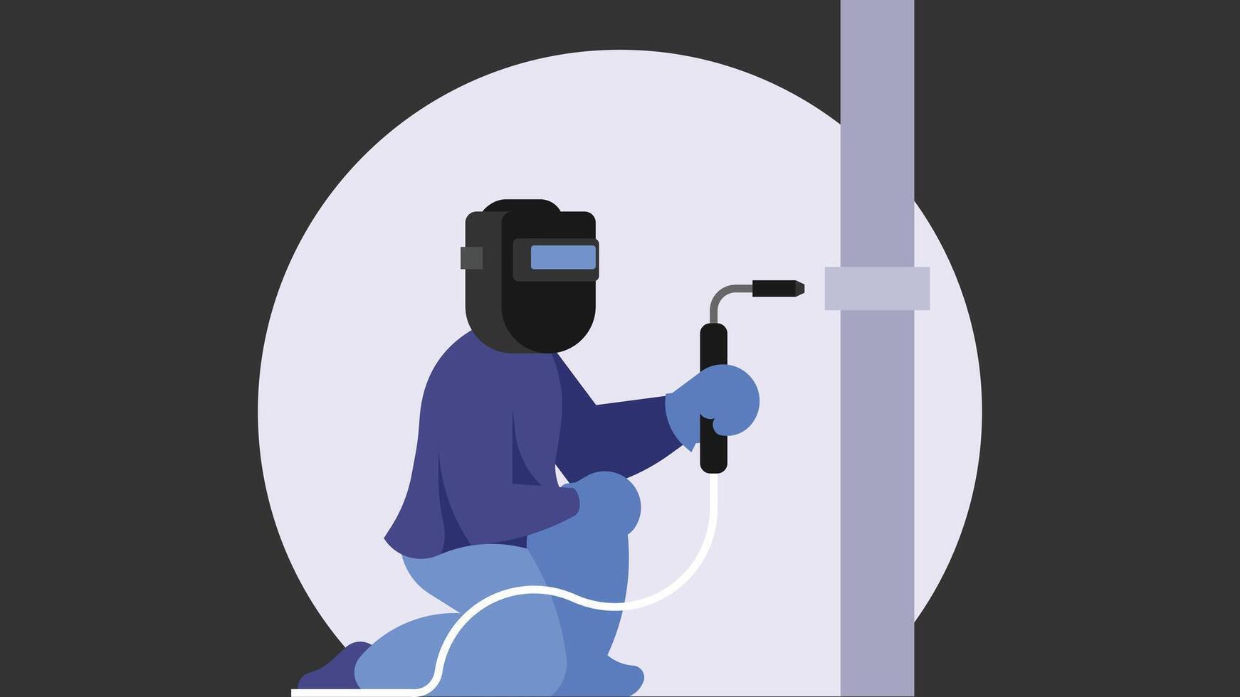 metal welding repairs a broken pipe vector