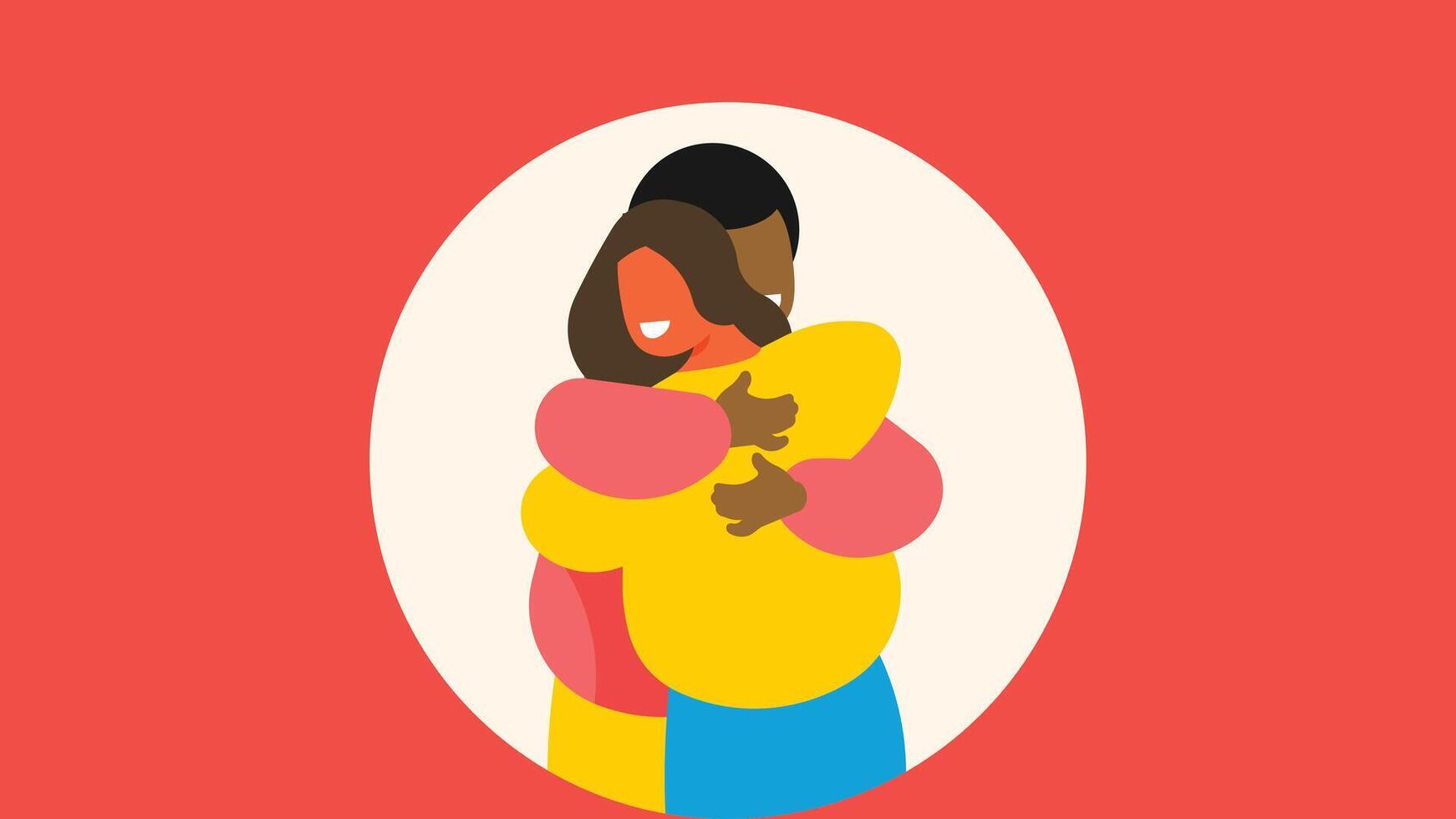 two friends meet and hug each other vector