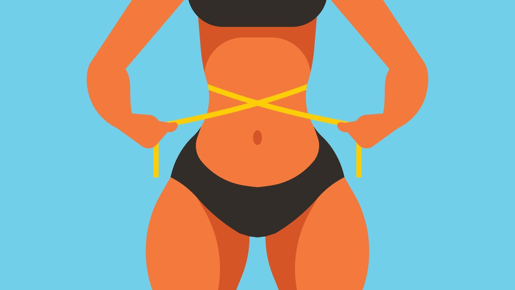 Losing weight and measure waist concept illustration vector