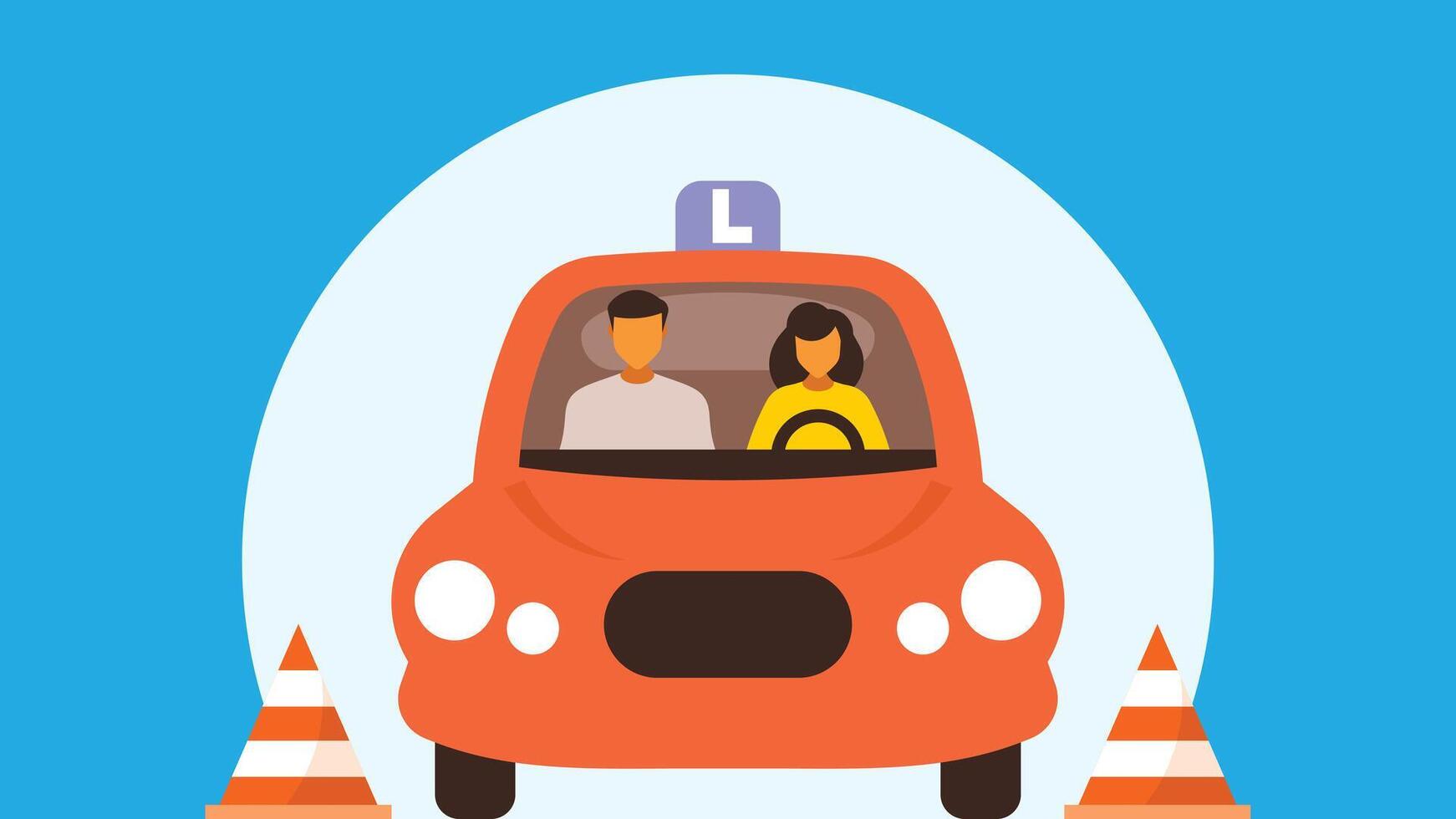 driving lessons training and driving test vector