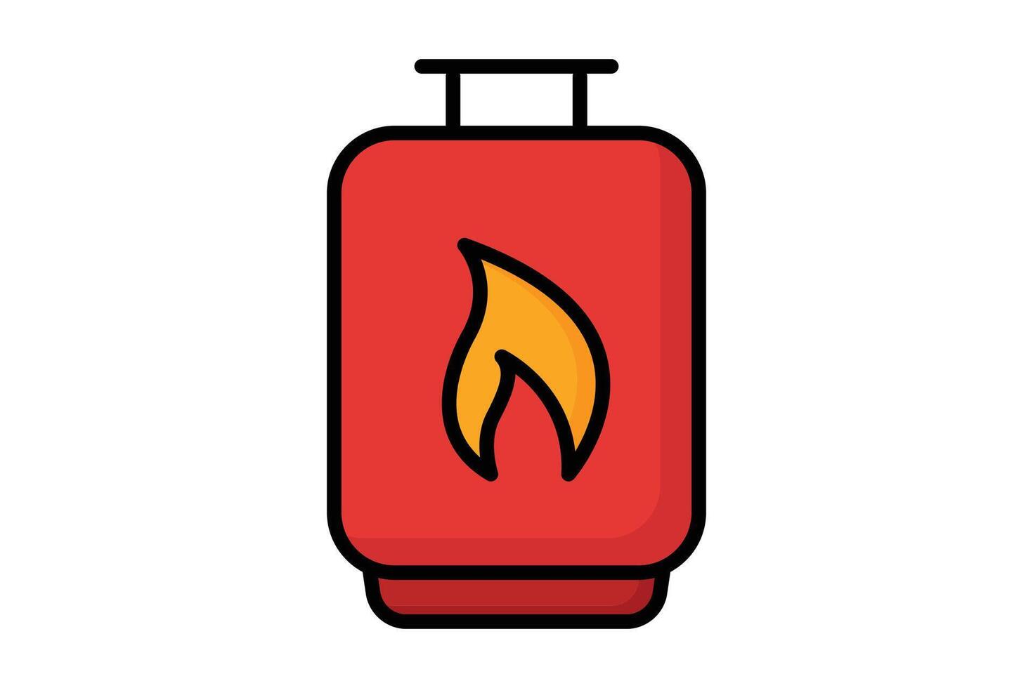 Propane icon. gas cylinder with fire. icon related to utilities. colored outline icon style. utilities elements illustration vector
