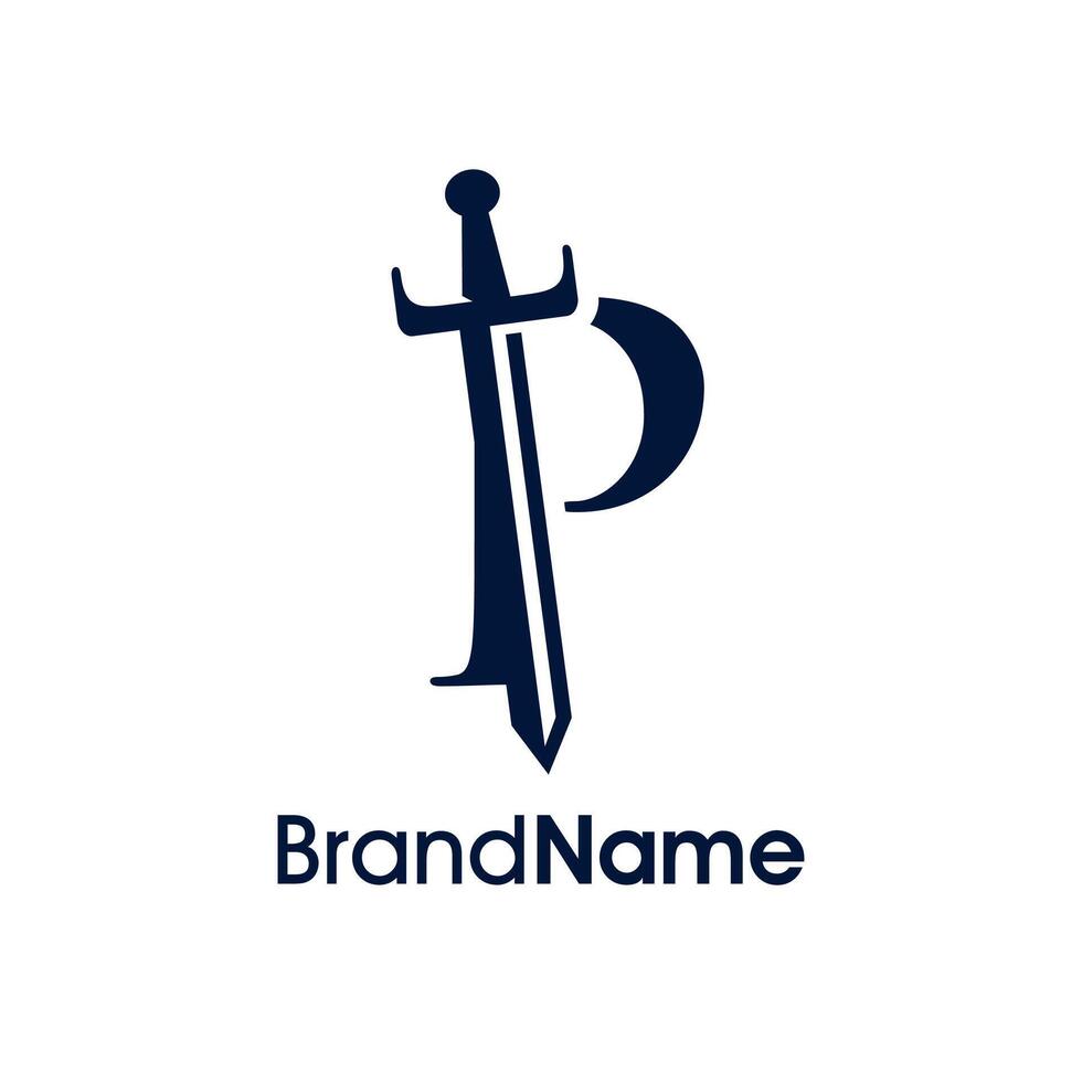 Elegant Initial P Sword Logo vector