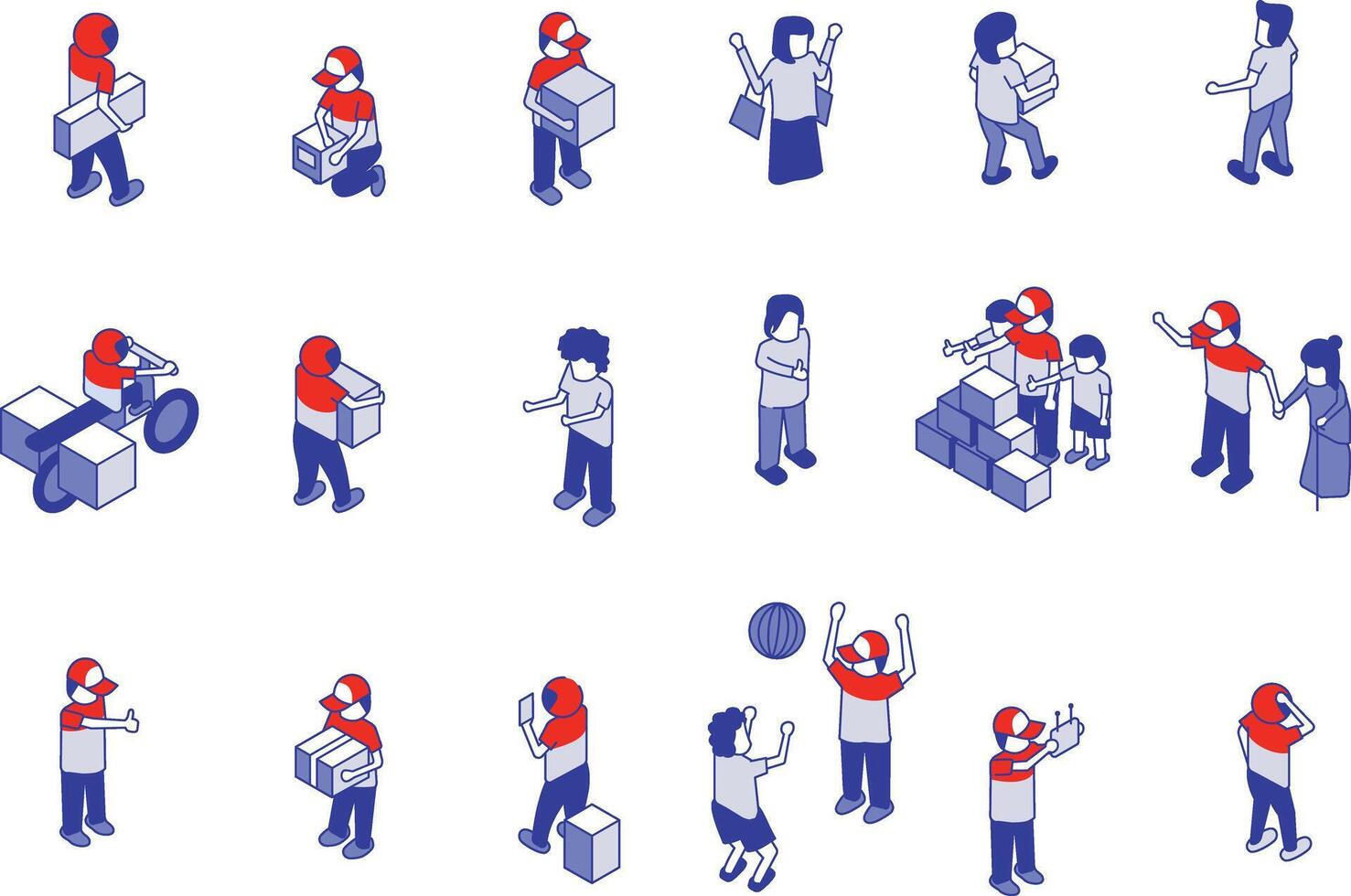 Isometric shipping worker delivery illustration collection vector