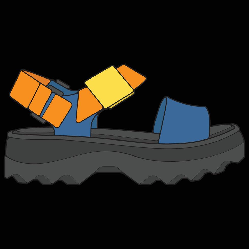 Fashion sandal illustration on white background . Summer shoe of sandal cartoon. Isolated cartoon summer footwear. vector