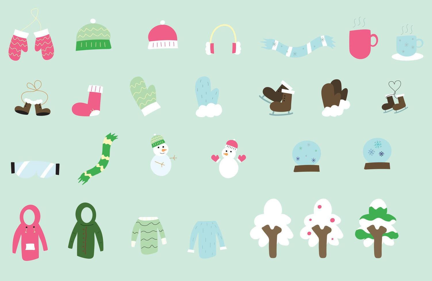 winter clothes hand drawn element vector