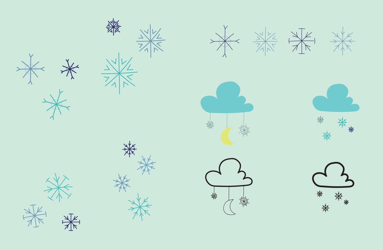 snowflake hand drawn element decoration vector