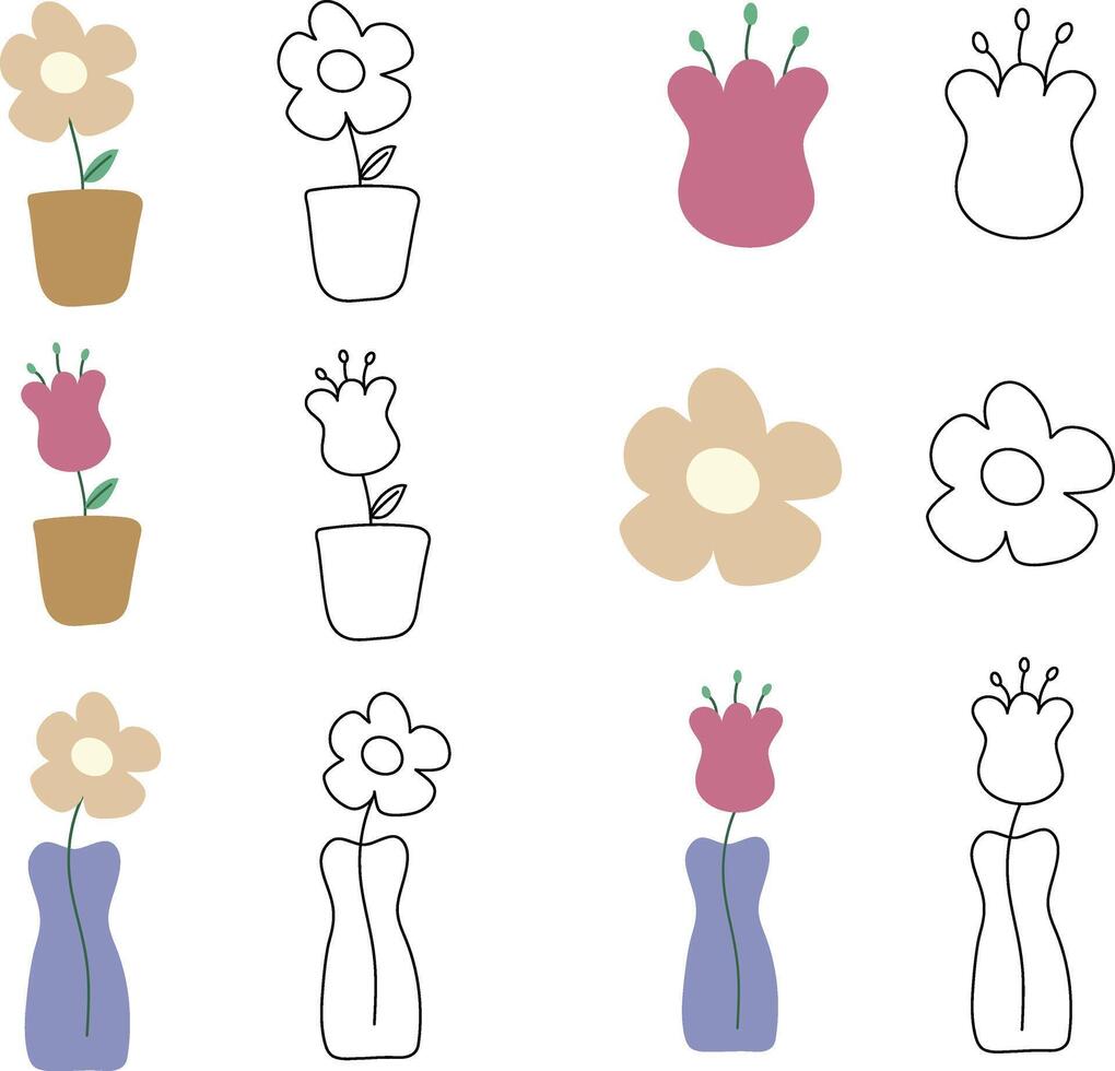 daisy tulip hand drawn vector