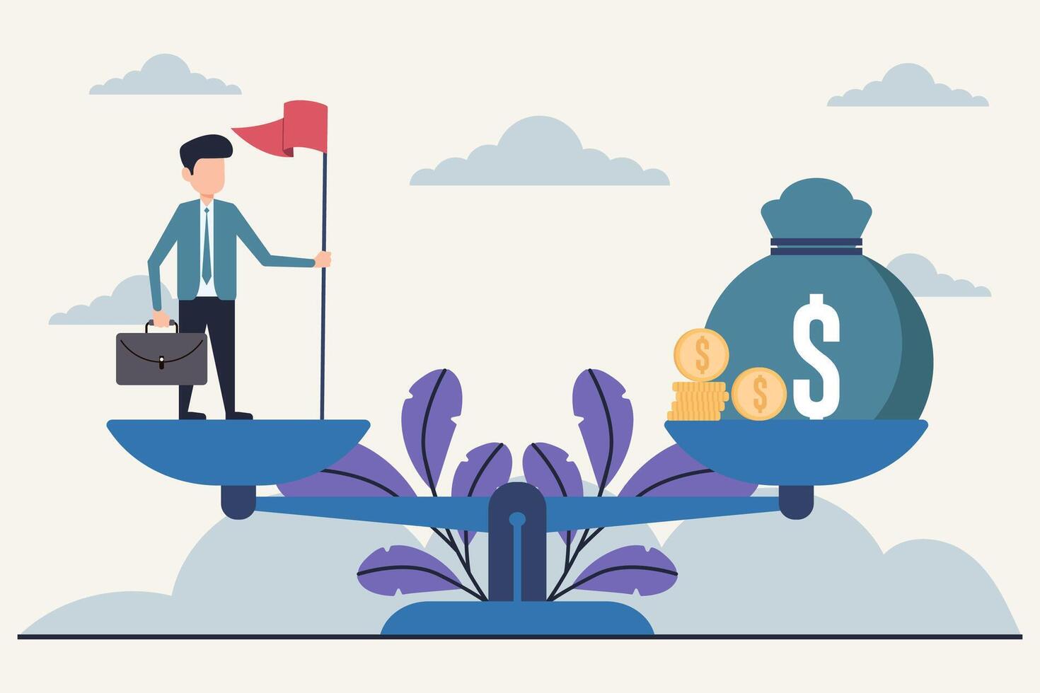 Balancing Career and Wealth, A Conceptual Illustration vector