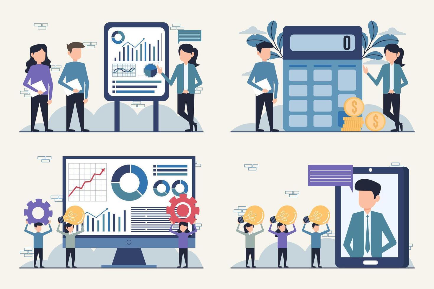 Business Data Analysis and Teamwork Concept Illustration vector