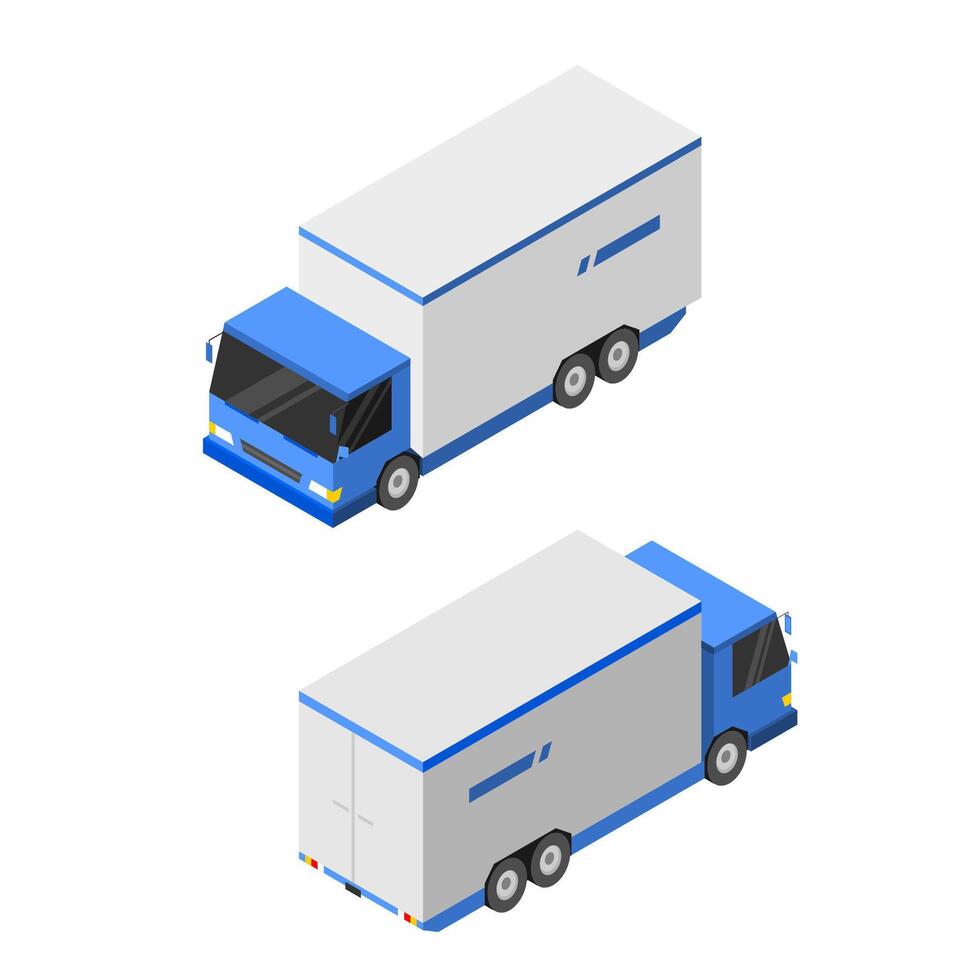 isometric heavy box truck on white background illustration vector