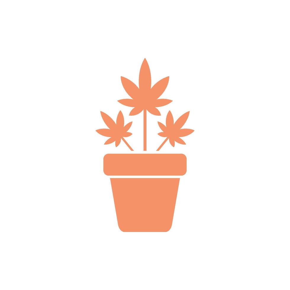 Hemp Flower in Pot Icon Template Illustration Design vector