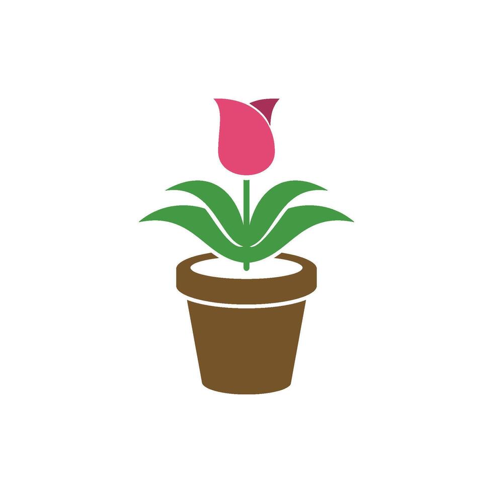 Tulip Flower in Pot Icon Template Illustration Design vector