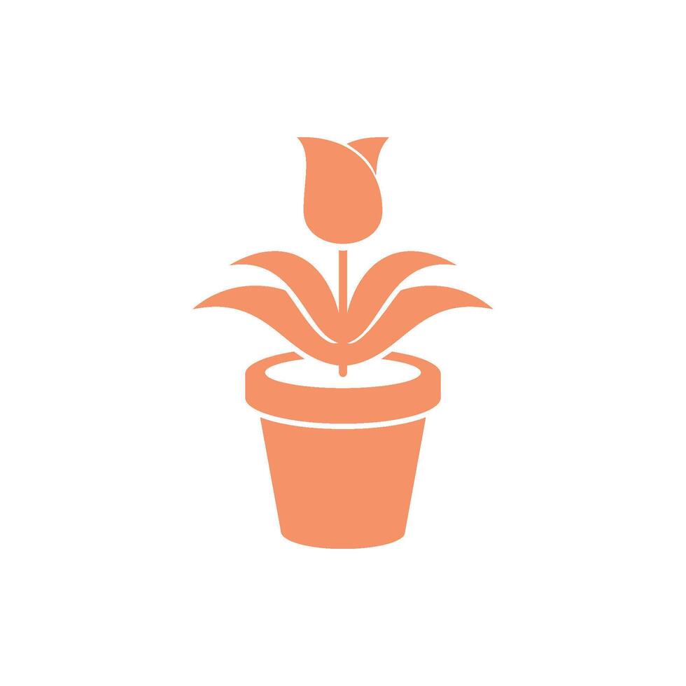 Tulip Flower in Pot Icon Template Illustration Design vector