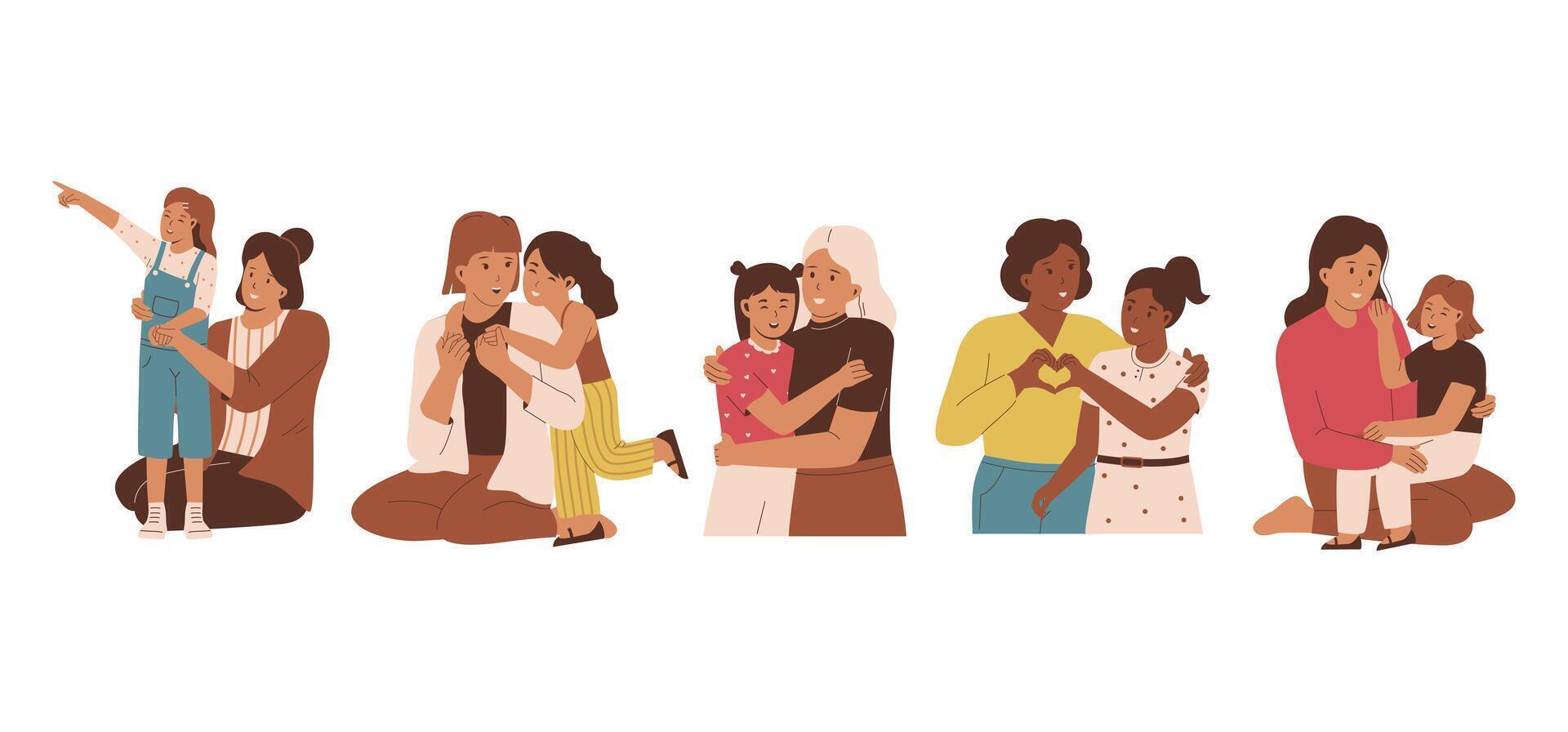 Mother with daughter collection set vector