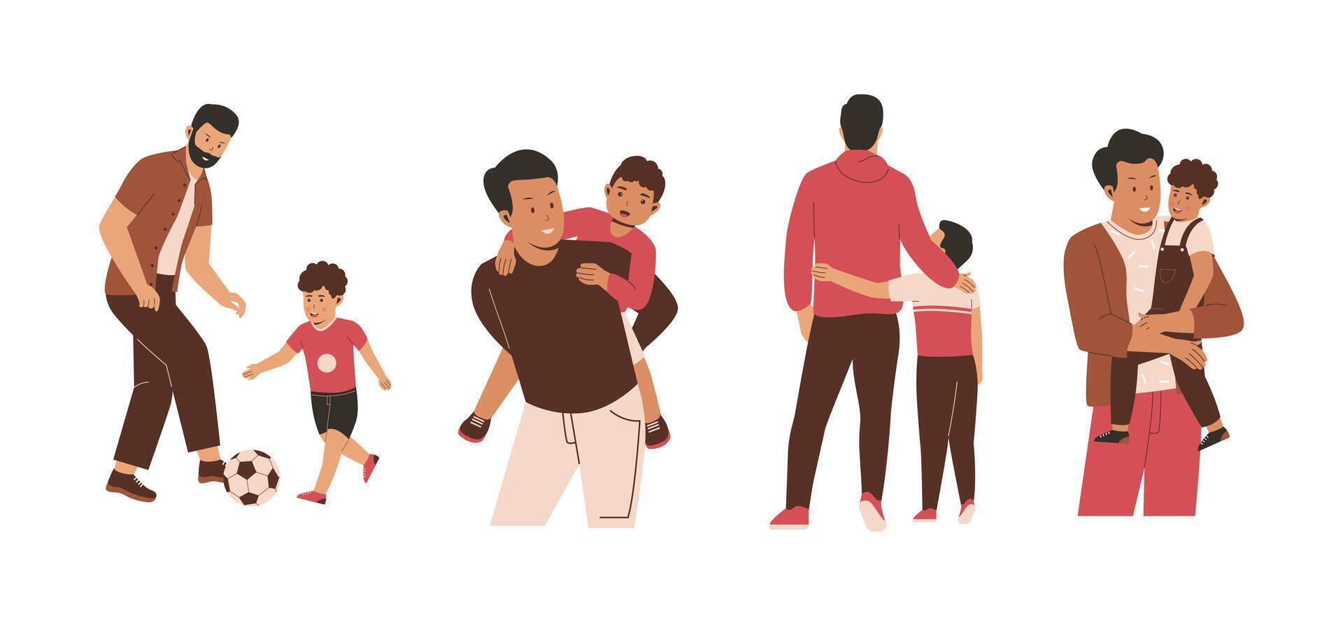 Father with son collection set vector