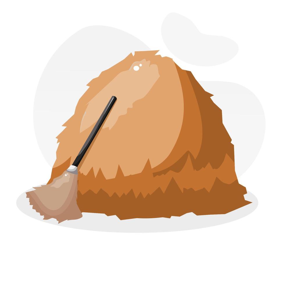 Straw and broom illustration vector