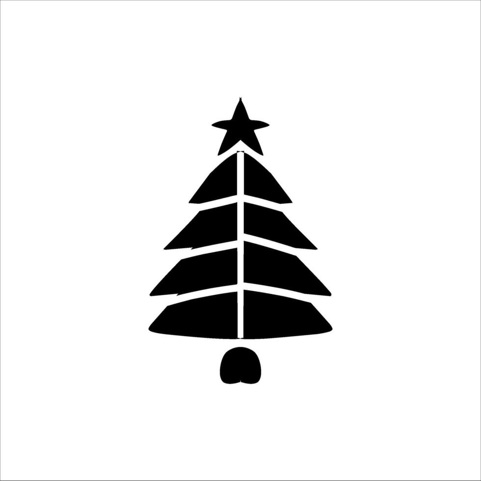 Christmas elements in modern minimalist geometric style. icon set in black in flat design style. Christmas tree with geometric patterns, stars, lights and Christmas supporting elements vector