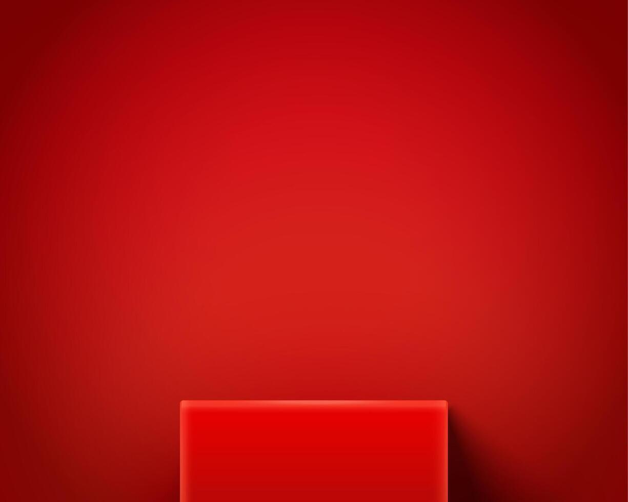Red minimalism background with podium for product displaying in 3d illustration vector