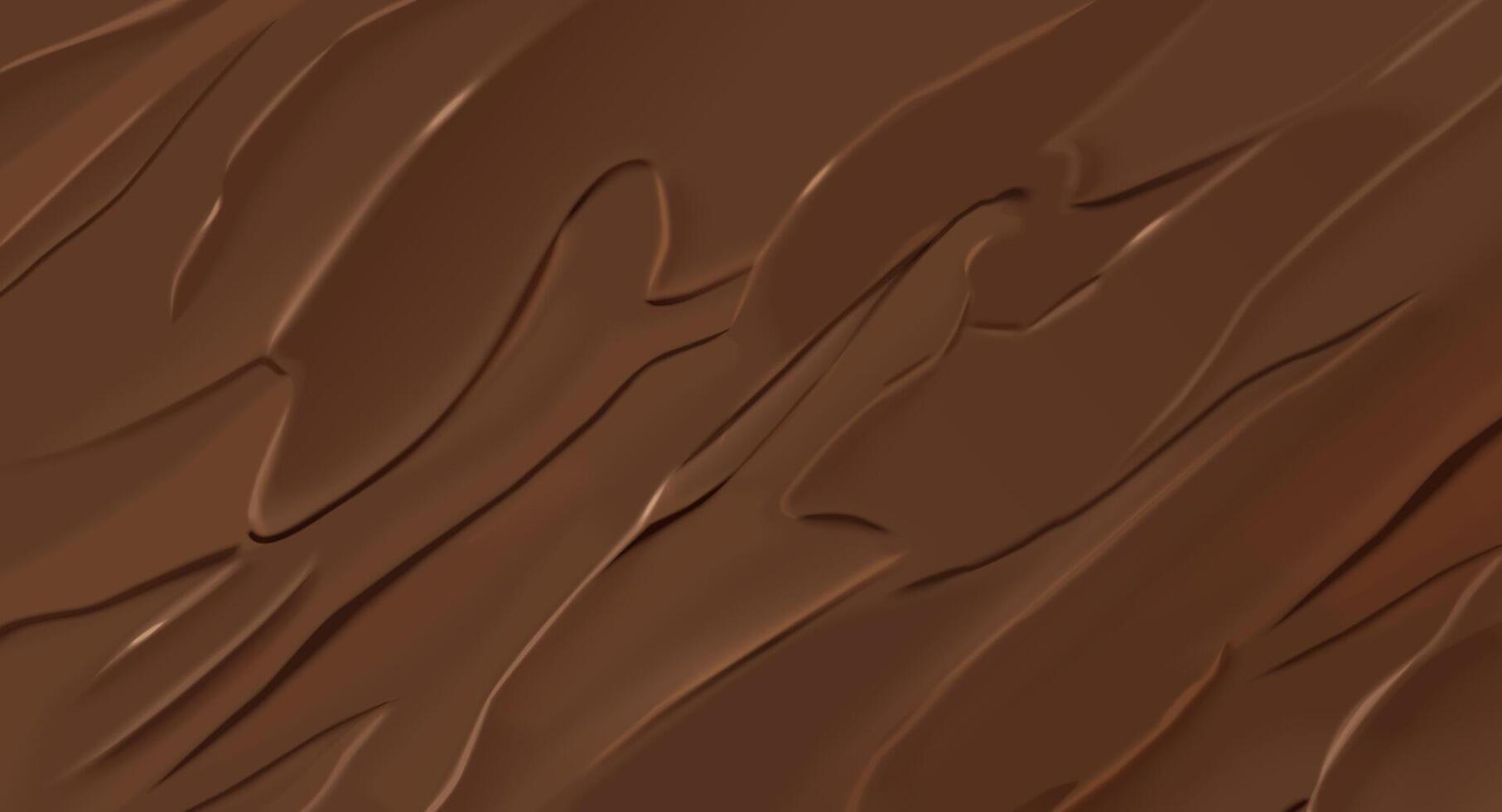 Banner background with smooth melted chocolate in 3d illustration vector