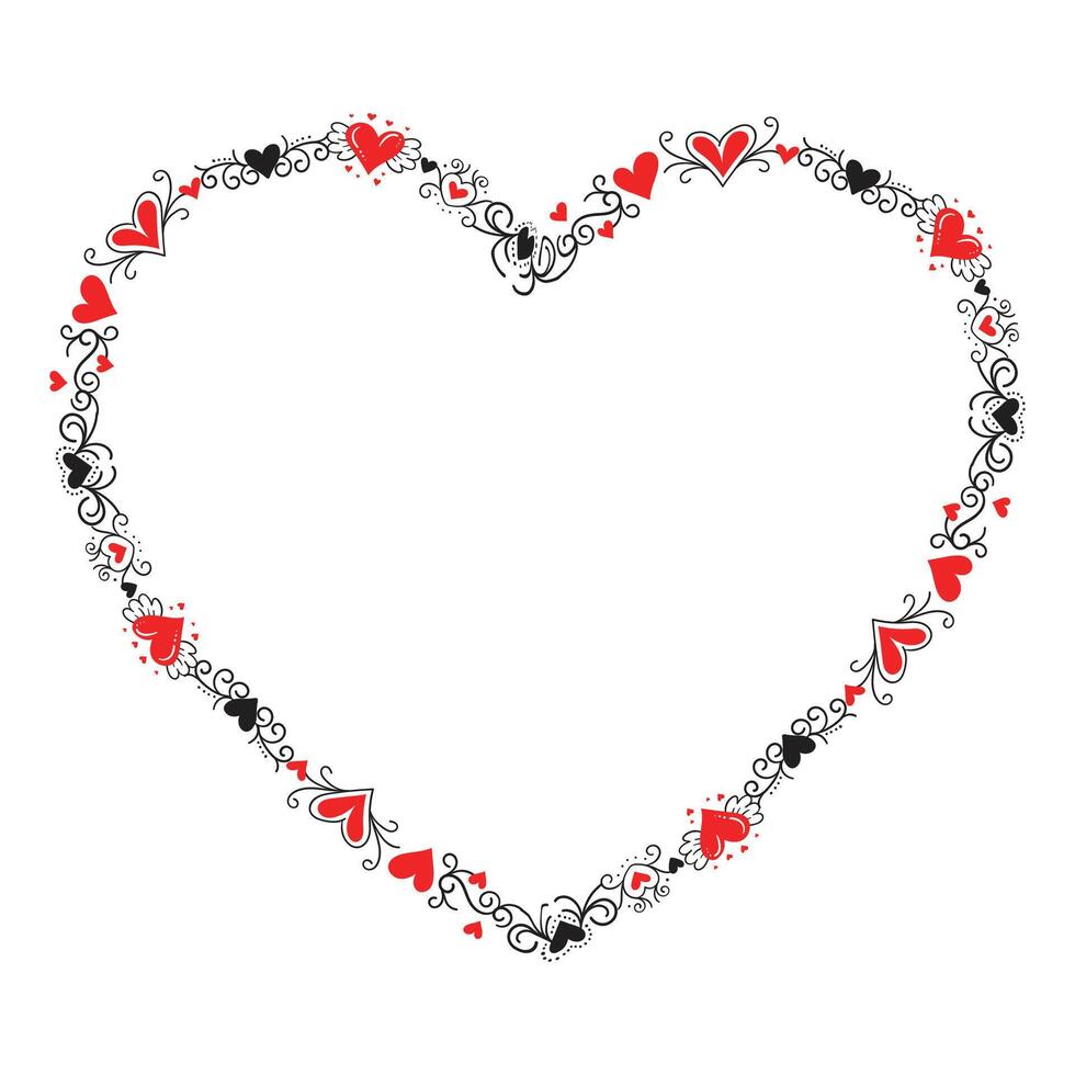 Hand drawn hearts border and frame design vector
