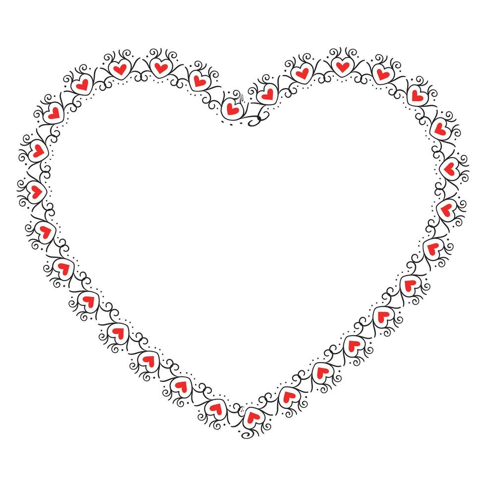 Hand drawn hearts border and frame design vector