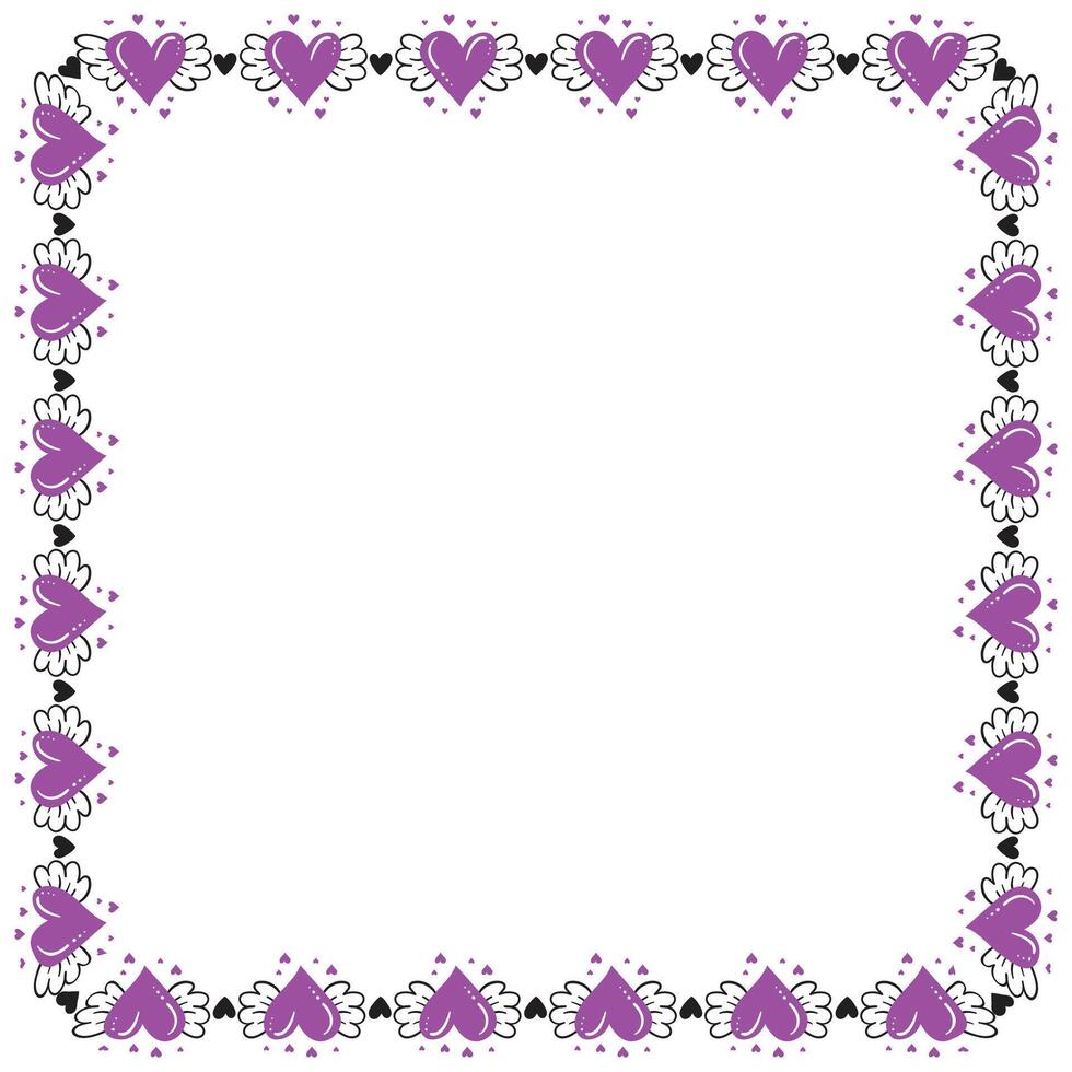 Hand drawn hearts border and frame design vector