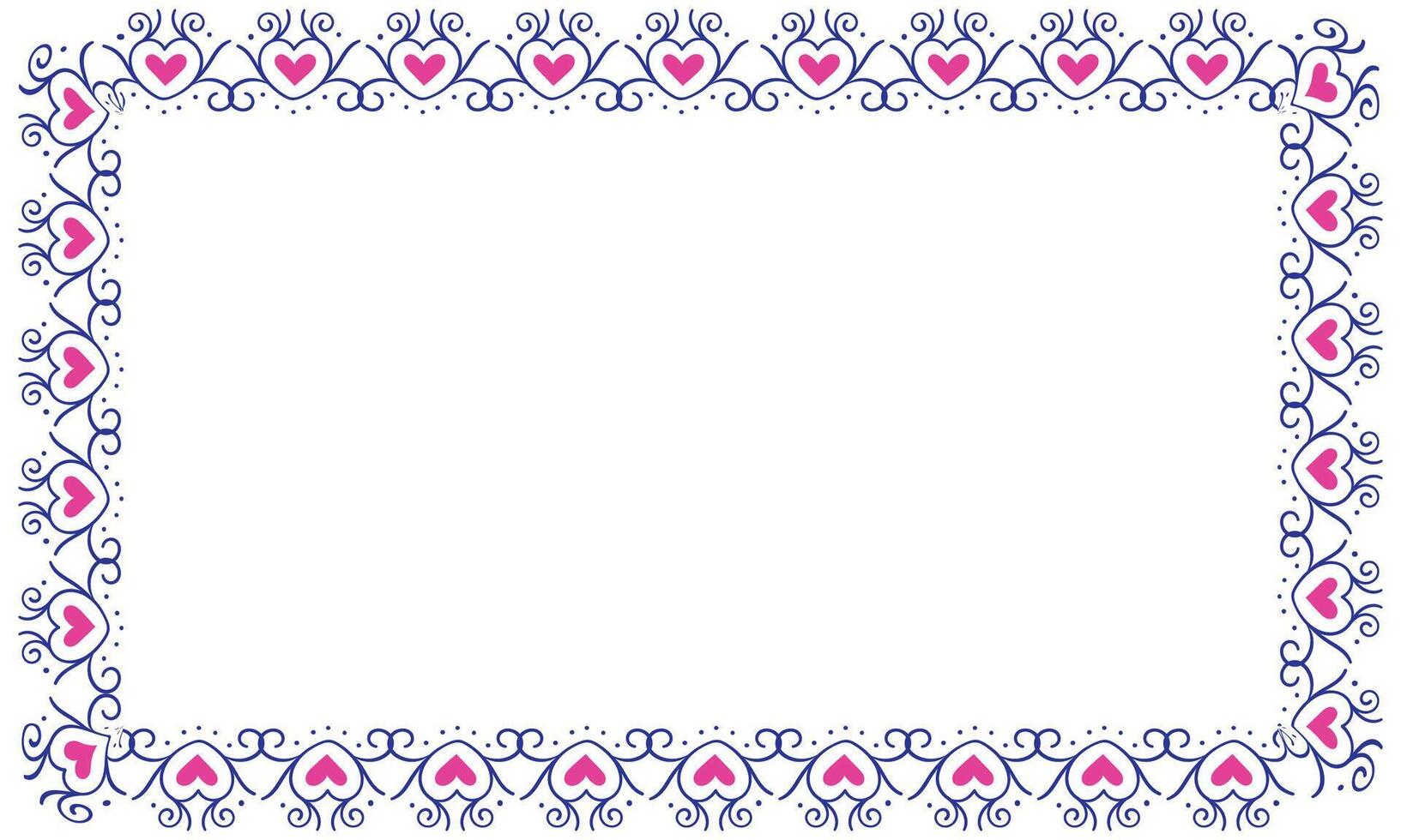 Hand drawn hearts border and frame design vector
